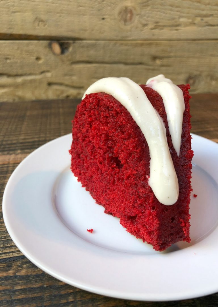 Red Velvet Bundt Cake With Cinnamon Cream Cheese Glaze Recipe Girl