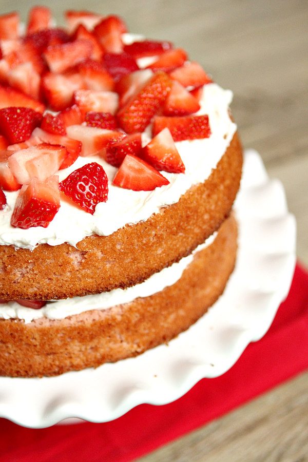 Strawberry Layer Cake with Cheesecake Frosting - Recipe Girl