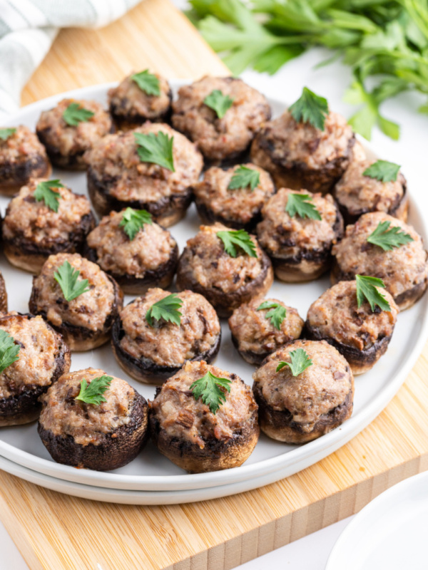 easy stuffed mushrooms on a platter