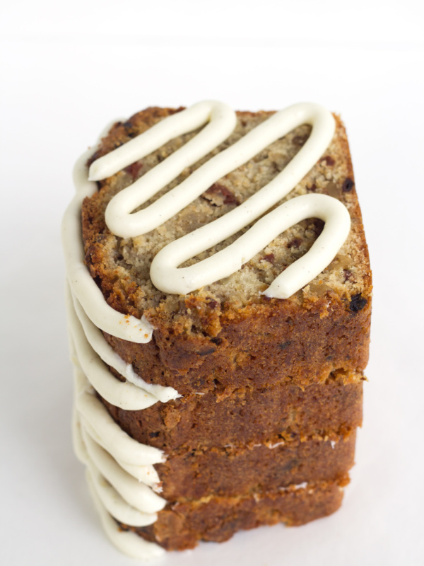 Spiced Pear Cherry Bread with icing