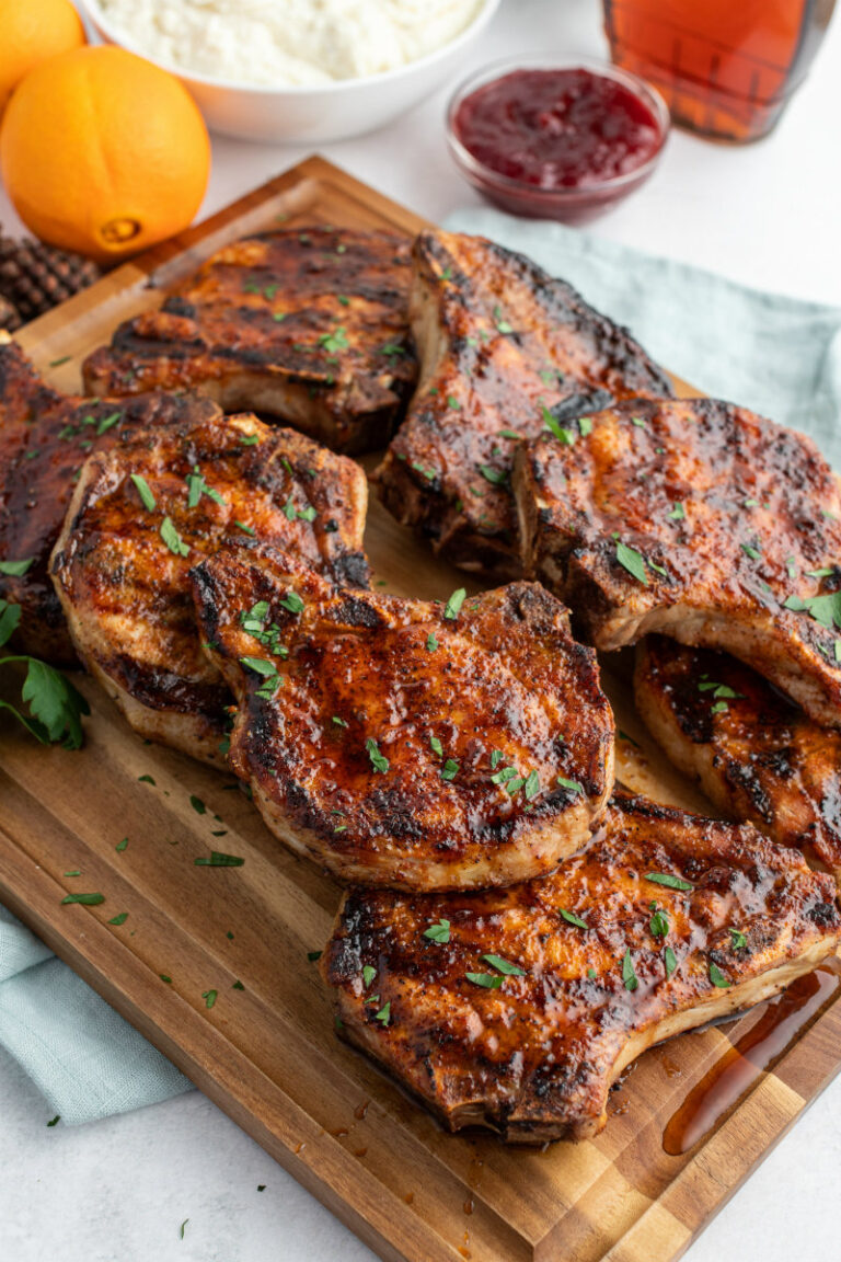 Grilled Pork Chops with Maple Cranberry Glaze - Recipe Girl