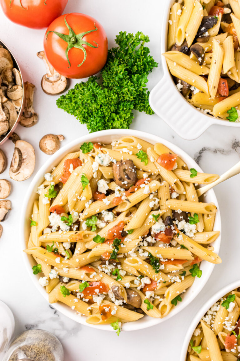 Penne with Mushrooms, Tomato and Gorgonzola - Recipe Girl