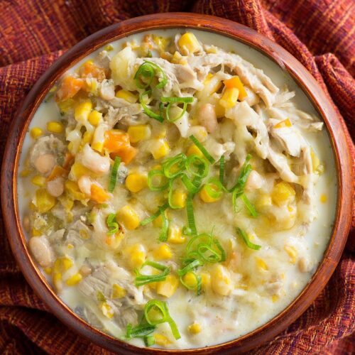 White Chicken Chili with Aged Cheddar Cheese - Recipe Girl