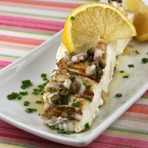 Grilled Halibut with Lemon Caper Vinaigrette