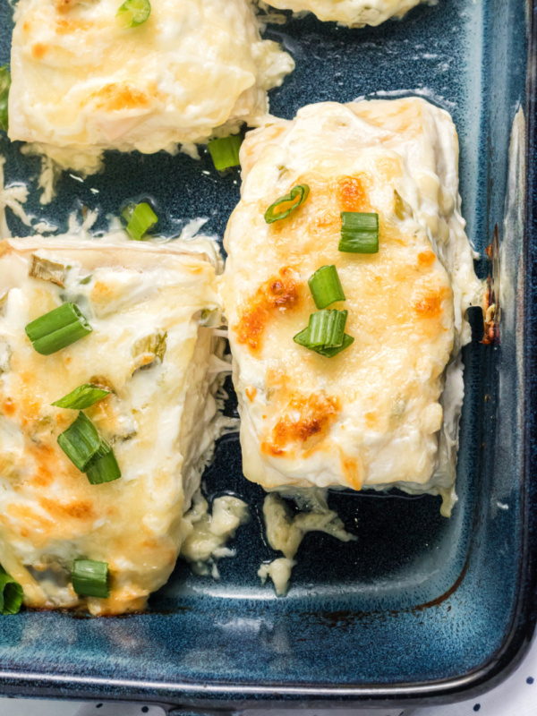 swiss parmesan halibut just out of the oven