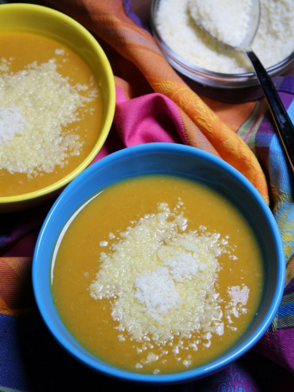 bowls of pumpkin soup