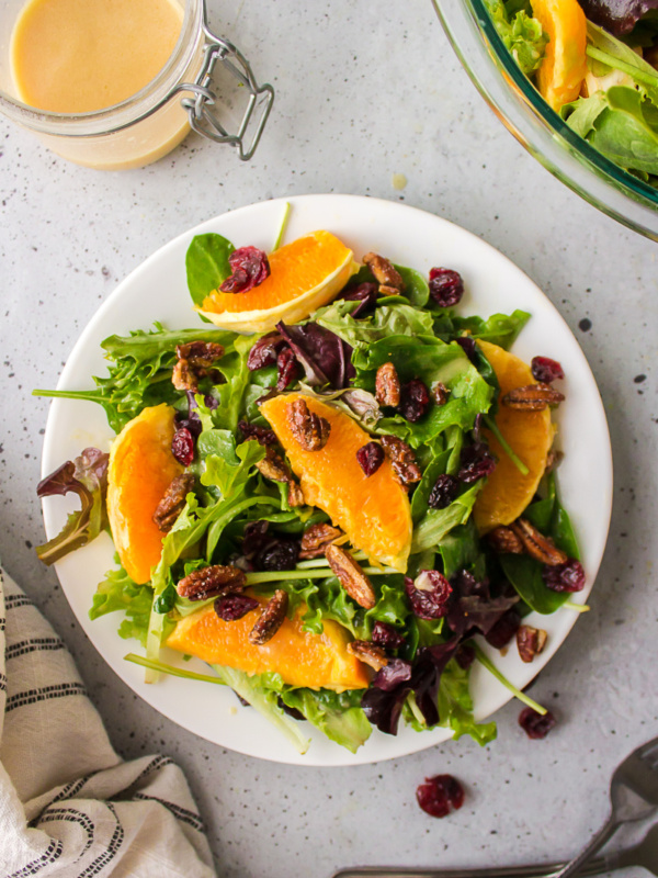 plate serving of salad with citrus vinaigrette