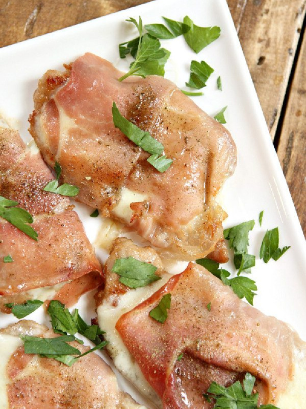 veal saltimbocca on a white plate