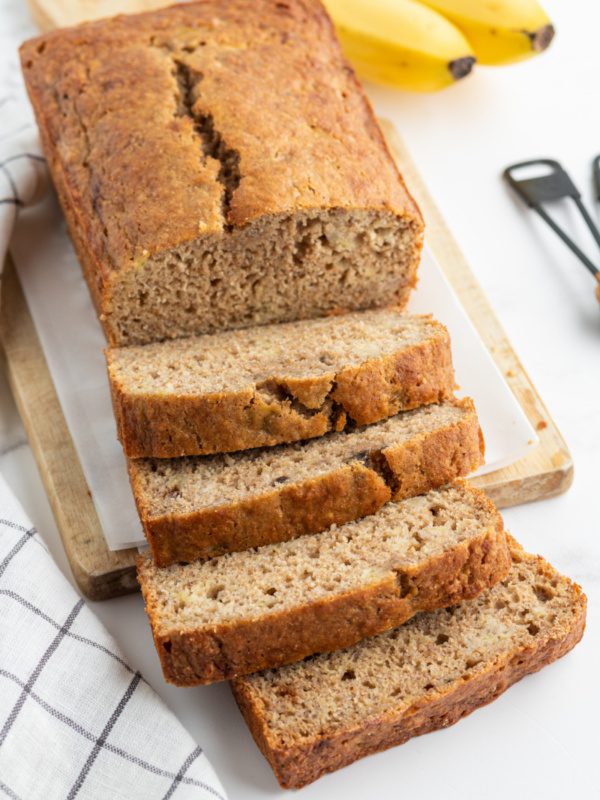 banana bread loaf sliced