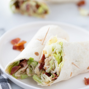 blt wraps on a white plate