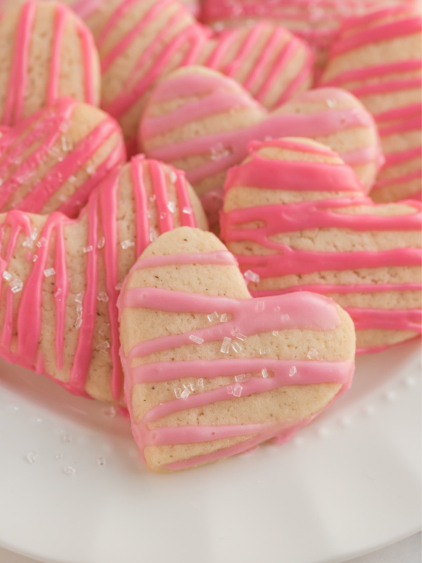 weight watchers sugar cookies heart shaped on white platter