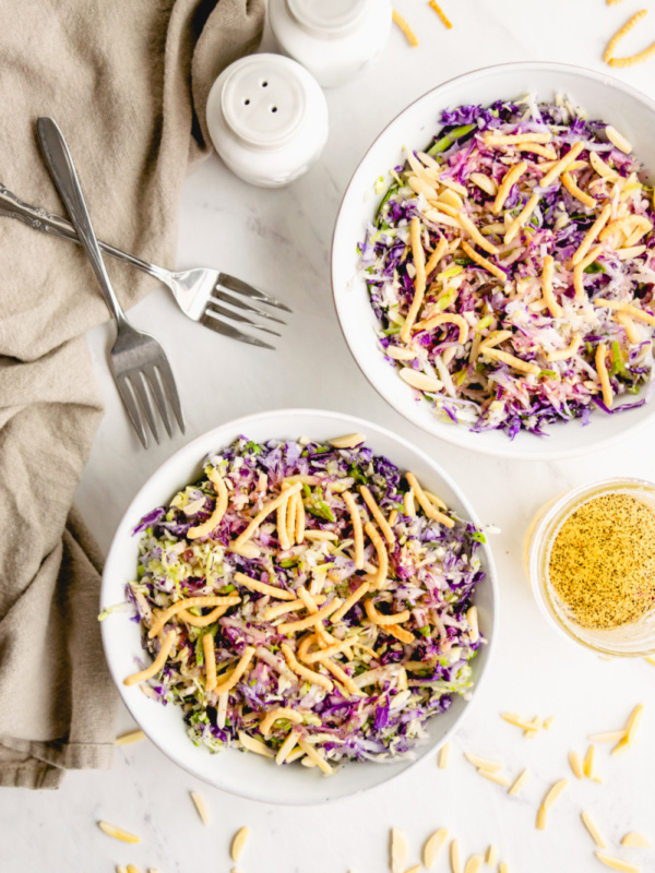 two bowls of cabbage salad