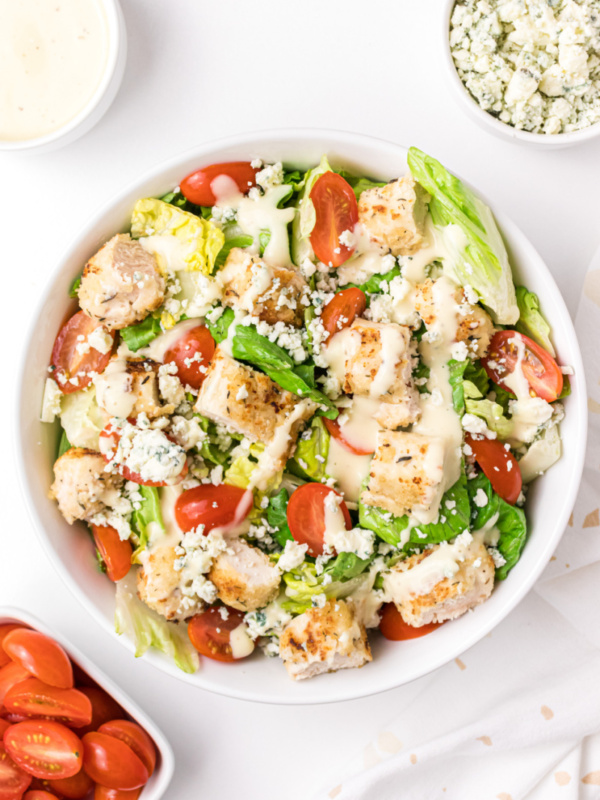 fried chicken salad in a bowl