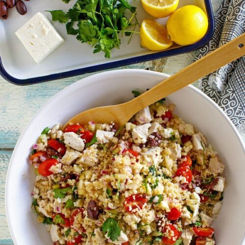 Greek Salad with Seasoned Flatbread - Recipe Girl