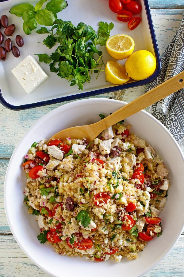 Greek Bulgur Salad with Chicken - Recipe Girl