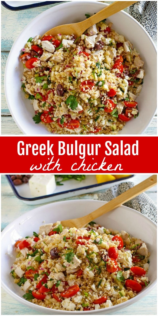 Greek Bulgur Salad with Chicken - Recipe Girl