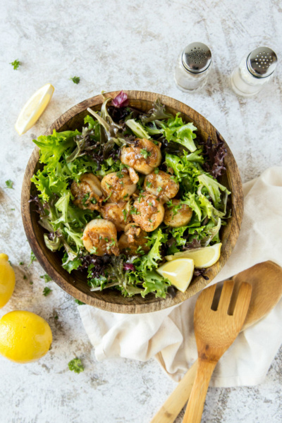 Lemon Scallops over Greens - Recipe Girl