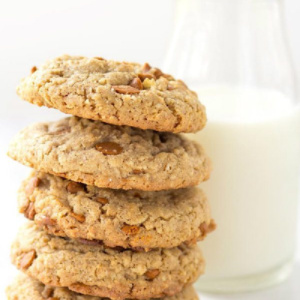 spicy cinnamon oatmeal cookies stacked