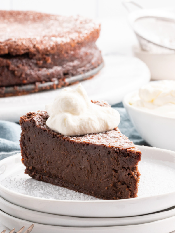 slice of chocolate espresso torte on a plate