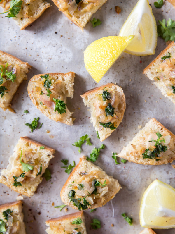 crostini with clams and lemon