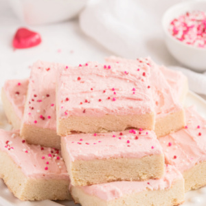 sugar cookie bars displayed on a plate