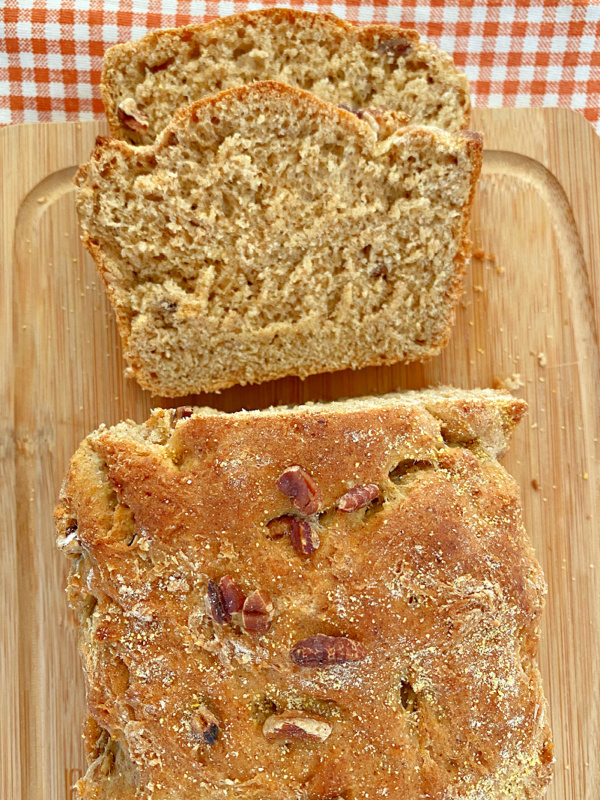 loaf of whole wheat orange english muffin bread sliced into