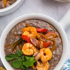 Black bean bisque in a bowl