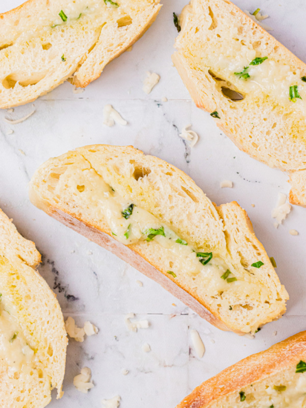 slices of cheese and herb bread