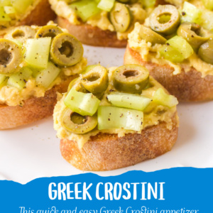 pinterest image for greek crostini
