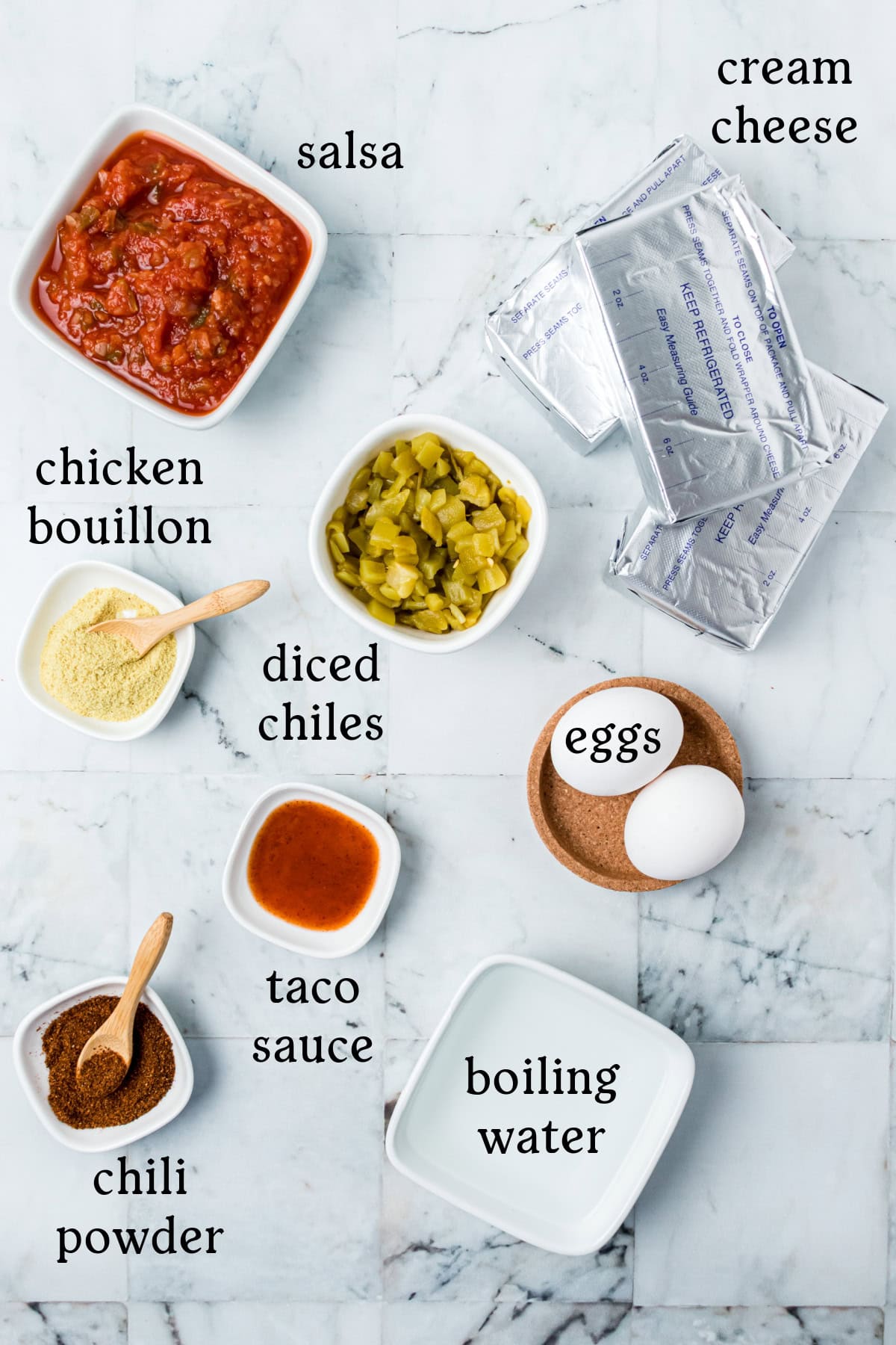 ingredients displayed for making mexican cheesecake dip
