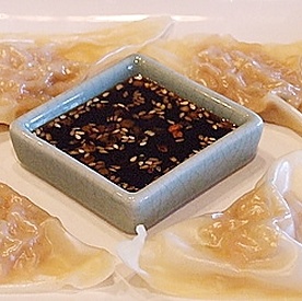 Shrimp Dumplings with Sesame Dipping Sauce