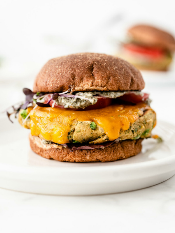 veggie burger on white plate