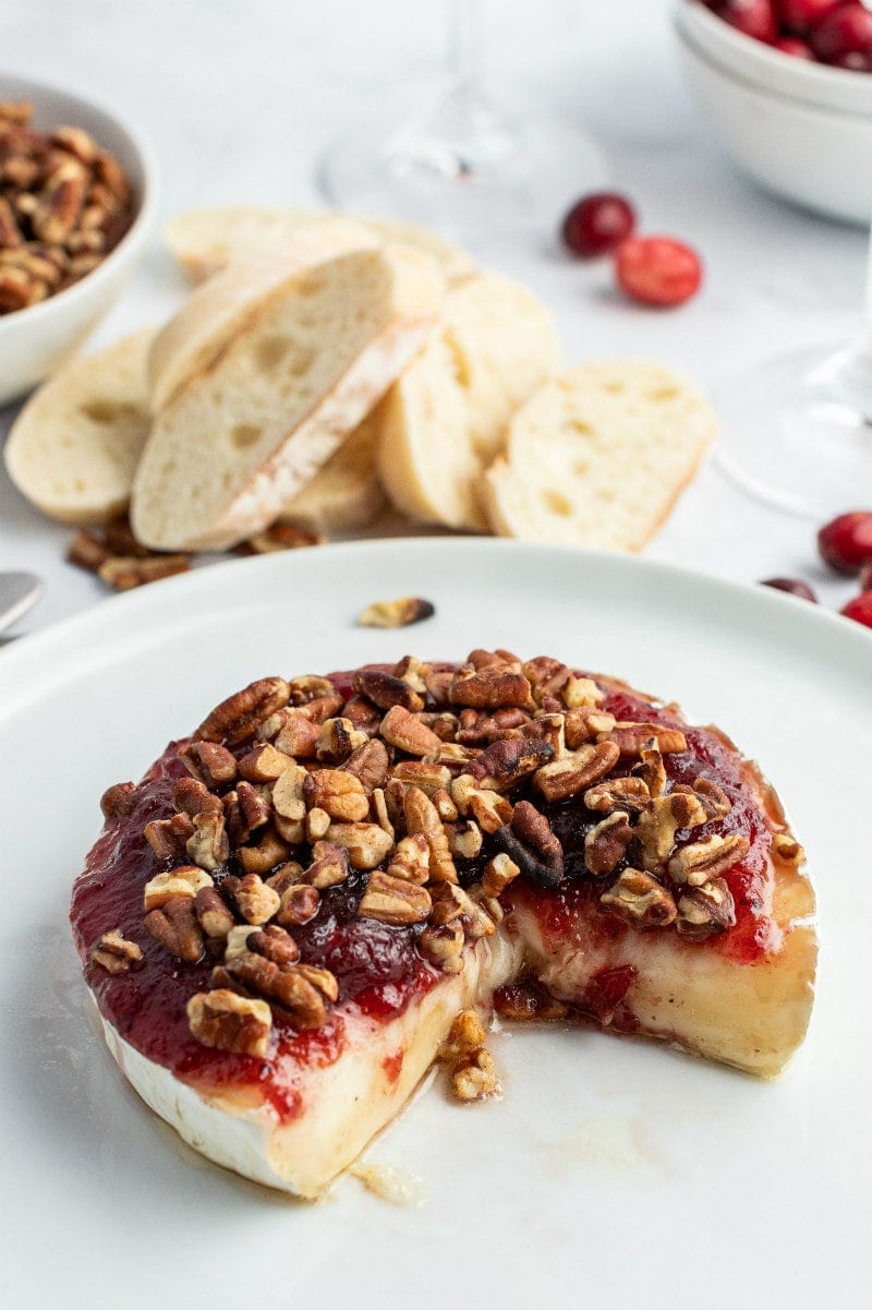 Warm Brie Appetizer with Cranberries and Walnuts