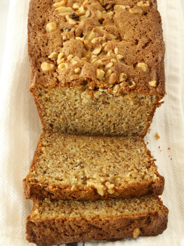 Mom's Banana Nut Bread recipe sliced