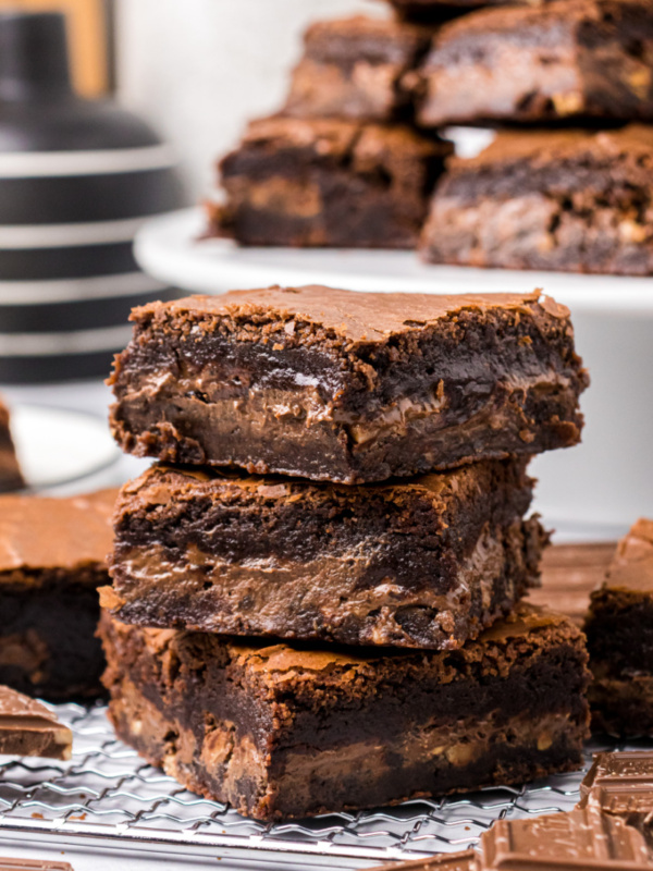 three brownies stacked