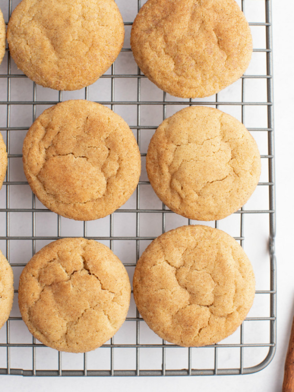 overhead shot of maple crackletop cookies on a cooling rack