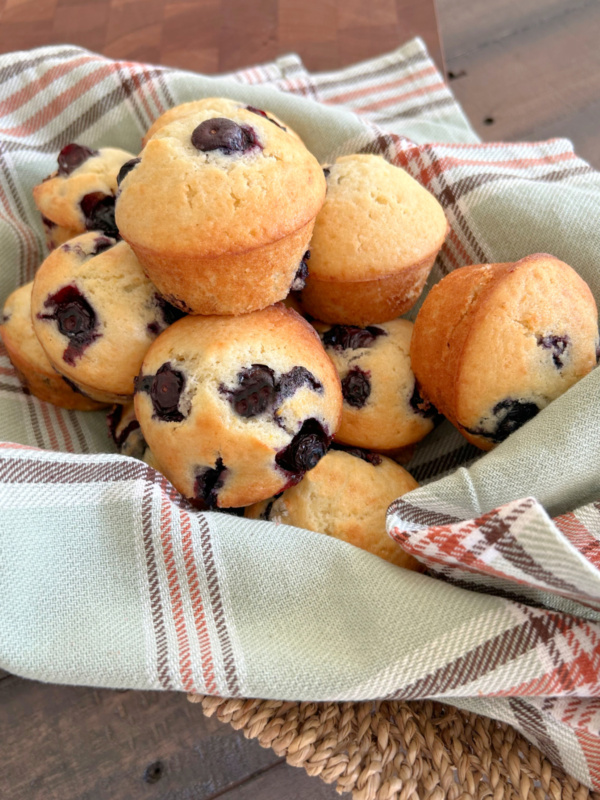 basket of blueberry muffins