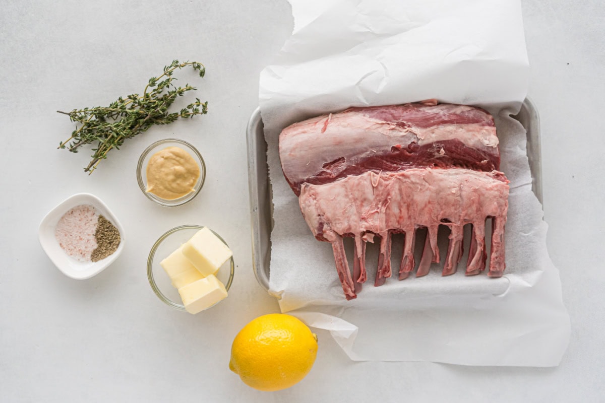 ingredients displayed for making broiled lamb chops