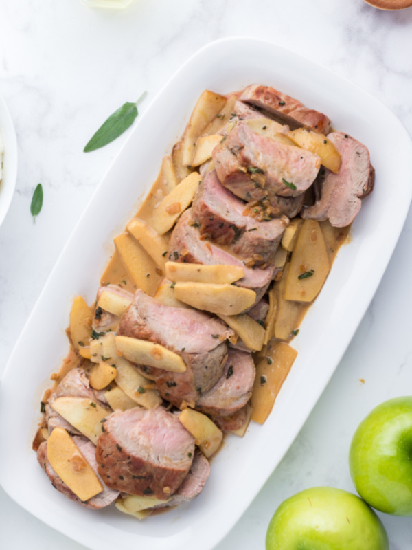 roasted double pork tenderloin with fresh sage and apple