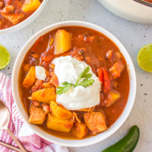 bowl of acorn squash and chicken chili