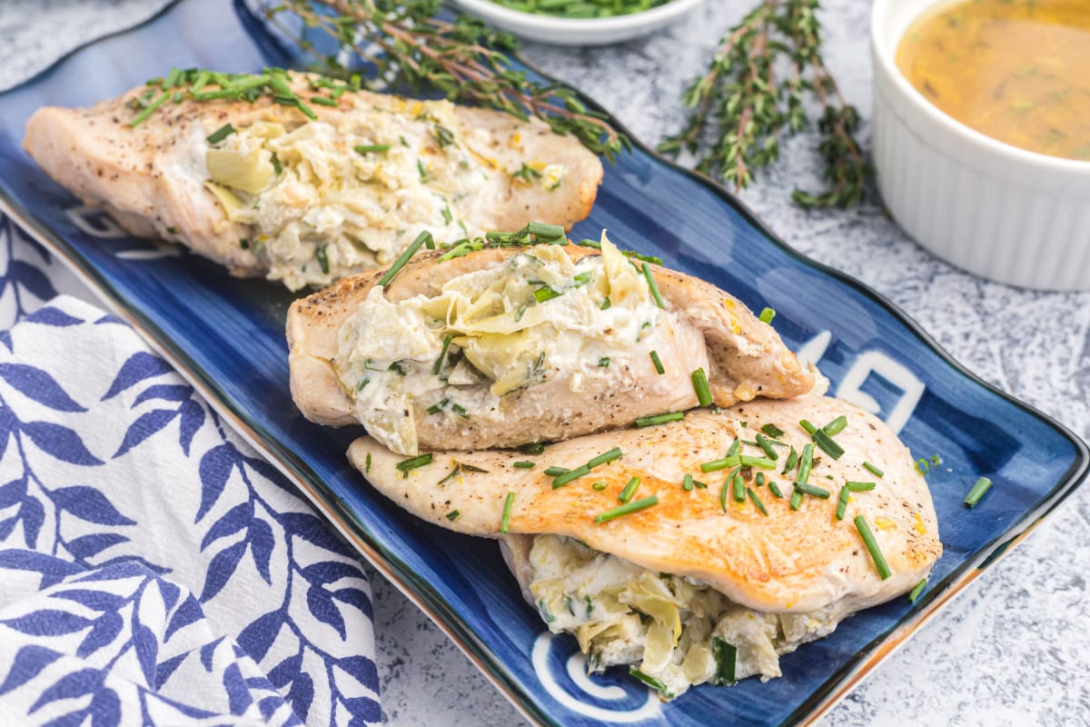 Artichoke and Goat Cheese Stuffed Chicken