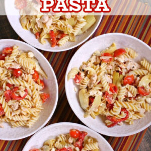 pinterest image for greek chicken pasta