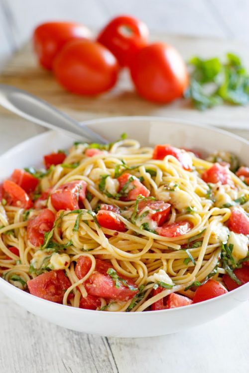 Linguine with Tomatoes Basil and Brie - Recipe Girl