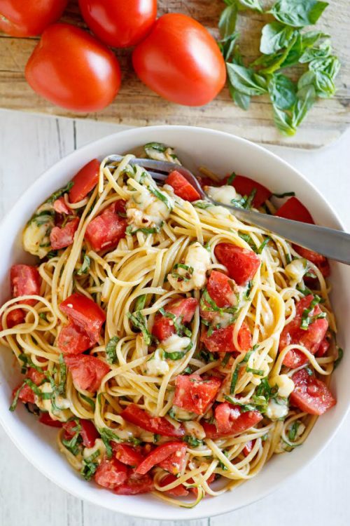 Linguine with Tomatoes Basil and Brie - Recipe Girl