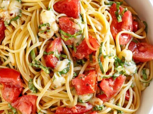 Linguine with Tomatoes Basil and Brie - Recipe Girl