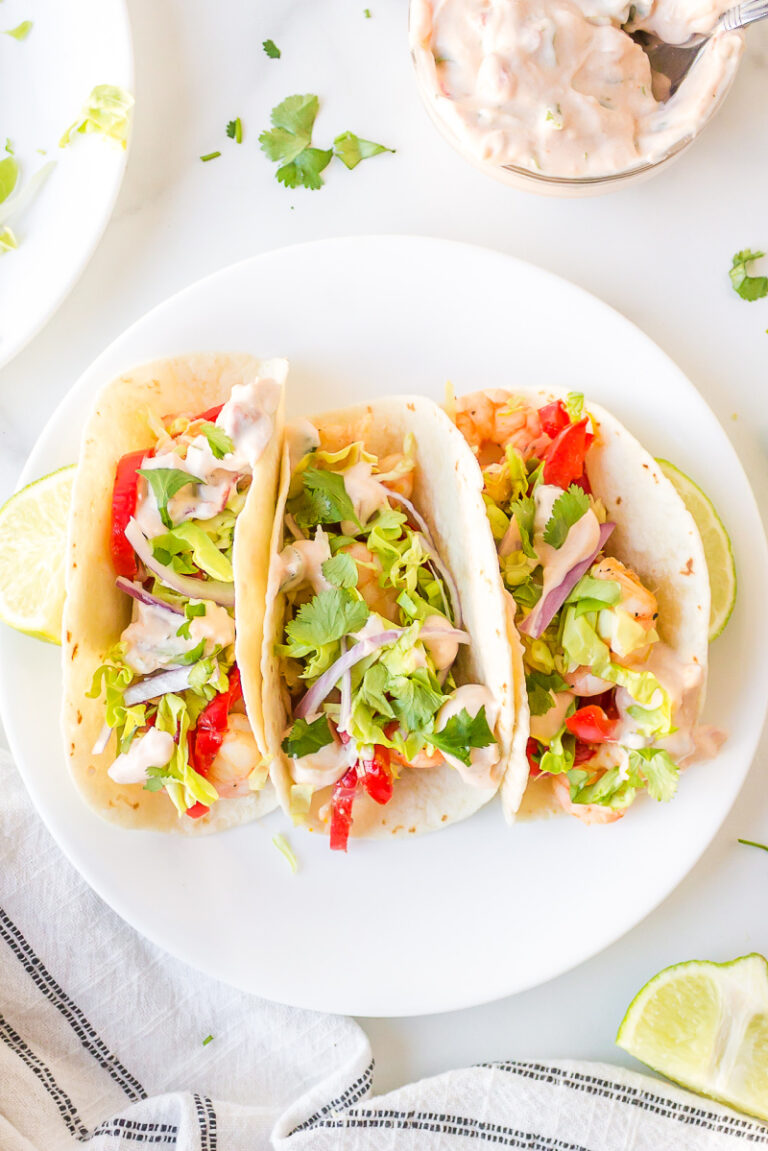 Tequila Lime Shrimp Tacos with Chipotle Cream - Recipe Girl
