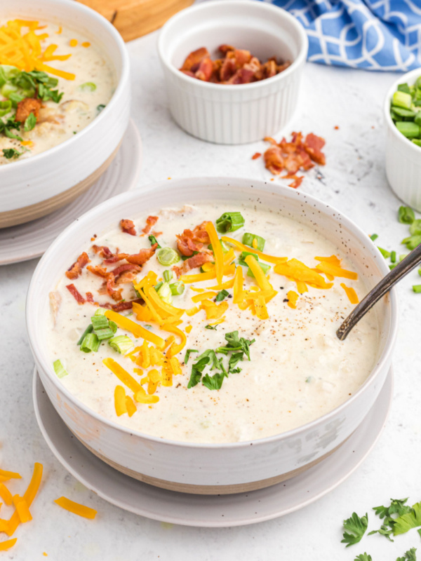 bowl of baked potato and bacon soup