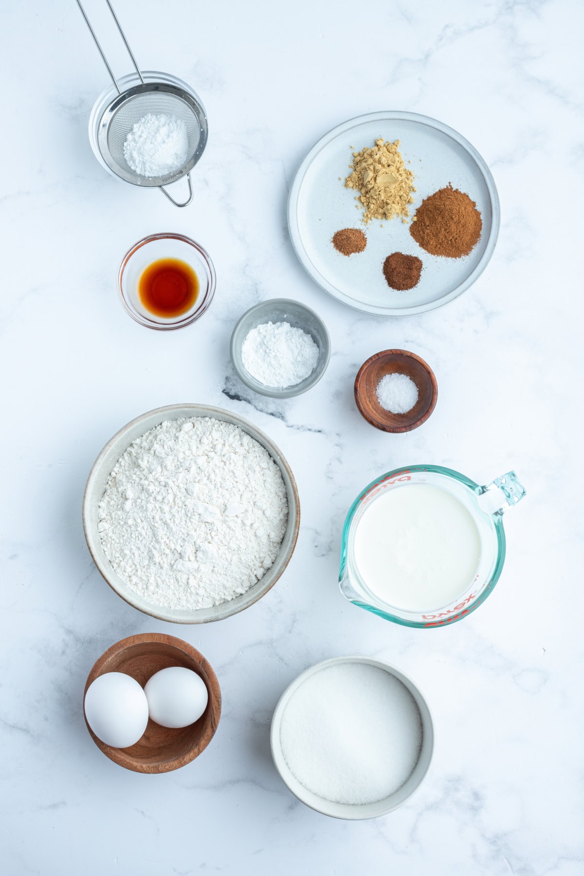 ingredients displayed for making ginger spice cake