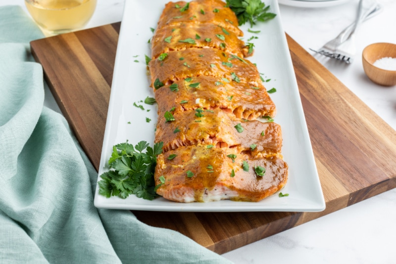 Salmon with Mustard and Brown Sugar Glaze