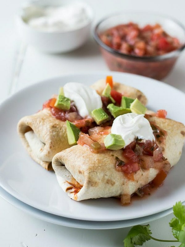 skinny chimichangas on a white plate